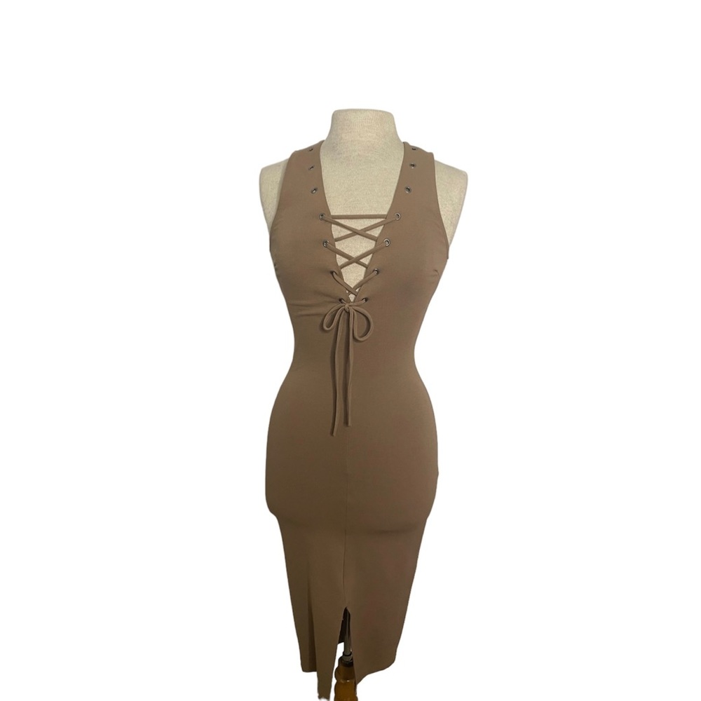 Tan Tie Up Dress